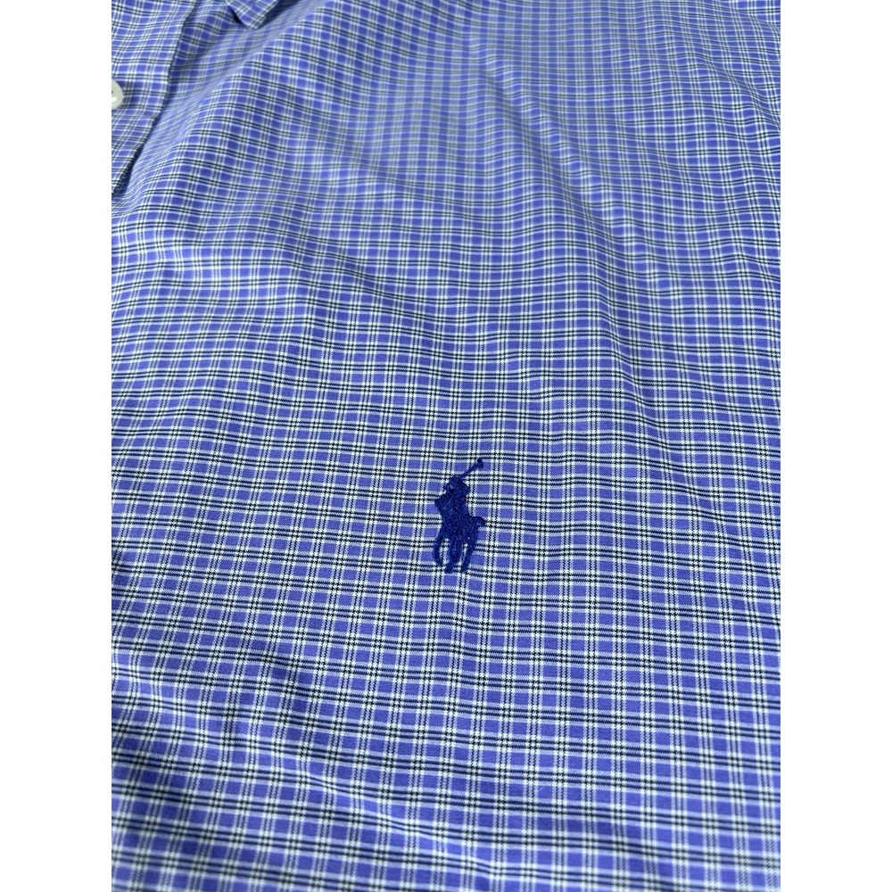 Polo Ralph Lauren Men's 2XLT Purple blue plaid Long Sleeve Performance